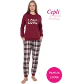 Kadın Bisiklet Yaka Bilek Manşet/Lastikli 2 İplik Cepli Kışlık Jogger Eşofman Pijama Takımı Homewear - 1