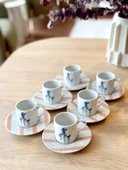 Porland Girye Desen2 6 Kişilik 12 Parça Kahve Fincanı 90cc 04PPO000642 - 1