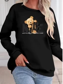 Kadın Uzun Kollu Bisiklet Yaka Viskon Iki Iplik Bluz thumbnail 2