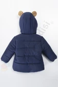 Ayıcıklı İçi Peluş Kürklü Fermuarlı Kapitone Kapüşonlu Kar Şişme Kışlık Erkek Bebek Mont Çocuk Kaban - 6