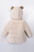 Ayıcıklı İçi Peluş Kürklü Fermuarlı Kapitone Kapüşonlu Kar Şişme Kışlık Erkek Bebek Mont Çocuk Kaban - 10