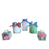 Taçlı prenses ıstiridye ve yıldız gül  görünümlü Kokulu Doğal beyaz pembe yeşil renk 6lı Dekoratif  mum thumbnail 2