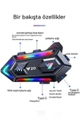 Y20 Motor Kurye Kask Kulaklık Rgb Modlu Bluetooth Motosiklet Kulaklık 5.3 Bluetooth Interkom thumbnail 2