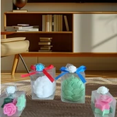 istiridye görünümlü Kokulu Yeşil beyaz pembe renk Doğal yapım 4lü Dekoratif  mum thumbnail 1