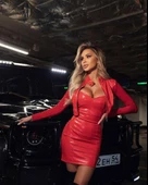 Kadın Likralı Deri Detay Straplez Mini Elbise Ve Boyun çıtçıtlı Deri Ceket Ikili Takım - 1