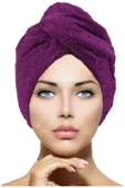 2 Adet Mor Mikrofiber Düğmeli Lastikli Banyo Pilaj Havuz Saç Bonesi Saç Havlusu - 2