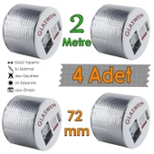 4 Adet Çatı İzolasyon Bandı 72 mm X 2 MT Su Sızdırmazlık Geçirmez Yalıtım Çamur Boru Sakız Tamir Bant - 1