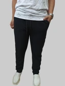 Erkek Beli Lastikli Bağcıklı Çakıl Taşlı  Patlı Siyah Jogger Pantolon - 1