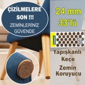 Yapışkanlı Yuvarlak Keçe Masa Sandalye Parke Zemin Ayak Koruyucu Kaydırmaz Keçesi 24 mm (33'LÜ PAKET) thumbnail 1