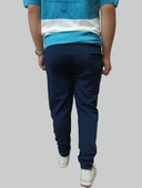 Erkek Beli Lastikli Bağcıklı Çakıl Taşlı  Patlı Lacivert Jogger Pantolon - 7