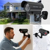 Petinka® Duvara Monte Edilebilen Kırmızı Işıklı Siyah Sahte Güvenlik Kamerası Fake Kamera - 6