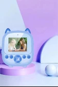 Dijital Video Fotoğraf App Destekli Çocuk Kamerası Termal Resim Kağıt Baskılı Yazıcı Mavi - 2