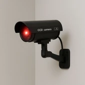 Petinka® Duvara Monte Edilebilen Kırmızı Işıklı Siyah Sahte Güvenlik Kamerası Fake Kamera - 4