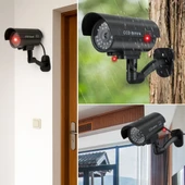 Petinka® Duvara Monte Edilebilen Kırmızı Işıklı Siyah Sahte Güvenlik Kamerası Fake Kamera - 5