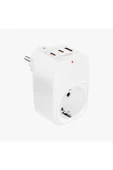 Tekli Yüksek Voltaj Korumalı Duvar Prizi 2x Type-c 1x Usb Çıkışlı Priz Grup Priz Çoğaltıcı Beyaz - 1
