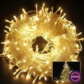 Yılbaşı Aydınlatması 100 Led Perde Hortum Sıcak Beyaz Işık - 10 Metre Dekoratif Şeffaf Kablolu Süs - 2