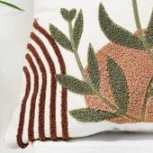 Beyaz Kumaş Punch Nakışlı Dekoratif Kırlent Kılıfı 45 X 45 Cm thumbnail 3