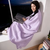 Pamuk Battaniye Tek Kişilik Tv Battaniyesi 150x200cm Lila thumbnail 3