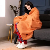 Pamuk Battaniye Tek Kişilik Tv Battaniyesi 150x200cm Kremit thumbnail 2