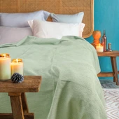 Pamuk Battaniye Tek Kişilik Tv Battaniyesi 130x170cm Mint Yeşili thumbnail 1