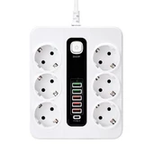 Hp-h04 3000w 10amper 6’lı 2metre Uzatma Kablolu Çoklu Termal Akım Priz thumbnail 3