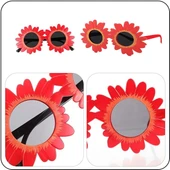 Kırmızı Renk Papatya Şekilli Parti Gözlüğü 18x10 Cm - 3