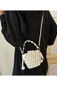 El Örmesi - İnci Parıltısıyla Mini Silindir Kova El Çantası- Günlük ,Özel Gün (Nikah,Düğün) - 3