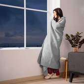 Pamuk Battaniye Tek Kişilik Tv Battaniyesi 150x200cm Gri thumbnail 3