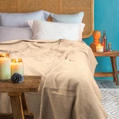 Pamuk Battaniye Tek Kişilik Tv Battaniyesi 130x170cm Bej thumbnail 1