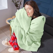 Pamuk Battaniye Tek Kişilik Tv Battaniyesi 150x200cm Mint Yeşili thumbnail 2