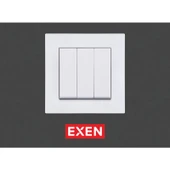 Exen Karell Beyaz Üçlü Anahtar Çerçeveli thumbnail 1