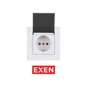 Exen Karell Beyaz Kapaklı Çocuk Korumalı Topraklı Priz thumbnail 1