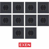 Exen Uzmlight Exen Karell Füme Topraklı Priz (10ADET) - 1