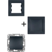 Schneider Electric Asfora Antrasit Liht Anahtar ( Zil - Kapı Otomatiği ) + Çerçeve thumbnail 1