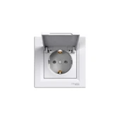 Schneider EPH3100121 Asfora Beyaz Kapaklı Topraklı Çerçeveli Priz thumbnail 1