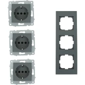 Ovivo Grano Füme 3'lü Set Topraklı Priz thumbnail 2