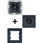 Schneider Electric Schneider Asfora Plus Antrasit Topraklı Priz Çocuk Korumalı Çerçeveli - EPH2900271 thumbnail 1