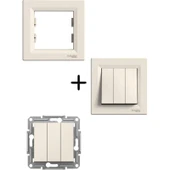 Schneider Asfora Krem Üçlü Anahtar - Çerçeveli thumbnail 1