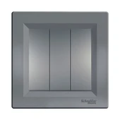 Schneider Electric Schneider Asfora Plus Çelik Üçlü Anahtar Çerçeveli - EPH2100162 - 1
