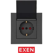 Exen Karell Antrasit Kapaklı Çocuk Korumalı Topraklı Priz thumbnail 1
