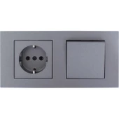 Ovivo Grano Füme Anahtar Topraklı Priz Set thumbnail 1