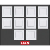 Exen Beyaz Modül+Kapak | Komütatör Çerçeve 10 Adet - 1