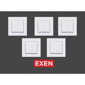 Exen Beyaz Modül+Kapak | Komütatör Çerçeveli 5ADET - 1