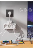 EXENAR Çoklu Kablolu Priz -Priz Çoğaltıcı-Priz Dönüştürücü 1USB - 2Type-C Girişli Yüksek Akım Korumalı Fiş thumbnail 2