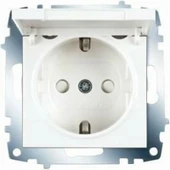 Viko 9096 7012 Karre/meridian Beyaz Çocuk Korumalı Kapaklı Topraklı Priz thumbnail 1