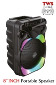 EXENAR Bluetooth Hoparlör Speaker Karaoke Mikrofonlu 10W 8 inç RGB Işıklı thumbnail 1