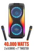 EXENAR Büyük Boy Bluetooth Hoparlör 40000WATTS Speaker 8x2 Çift Hoparlör 2 Mikrofonlu 3600mAh Parti Boy thumbnail 1