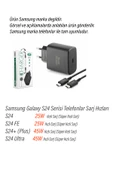 EXENAR Samsung Galaxy S24 Uyumlu Şarj Cihazı S24 Ultra S24+ Plus S24 FE Şarj Aleti ve Kablosu 45W Adaptör thumbnail 2