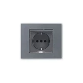 Ovivo Grano Metalik Kapaklı Topraklı Priz Füme + Füme Çerçeve thumbnail 1