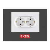 Exen Karell Beyaz Ikili Topraklı Priz (Exen 200-010103-245) - 1